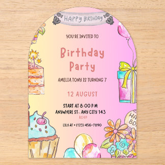 Birthday Bash Acrylic Invitations