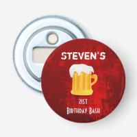 Birthday Bash Beer Mug on Grunge Red Abstrac