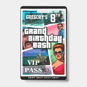 Birthday Bash -customisable  invitation badge ID Badge