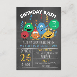 Birthday Bash Monster Birthday Invitation