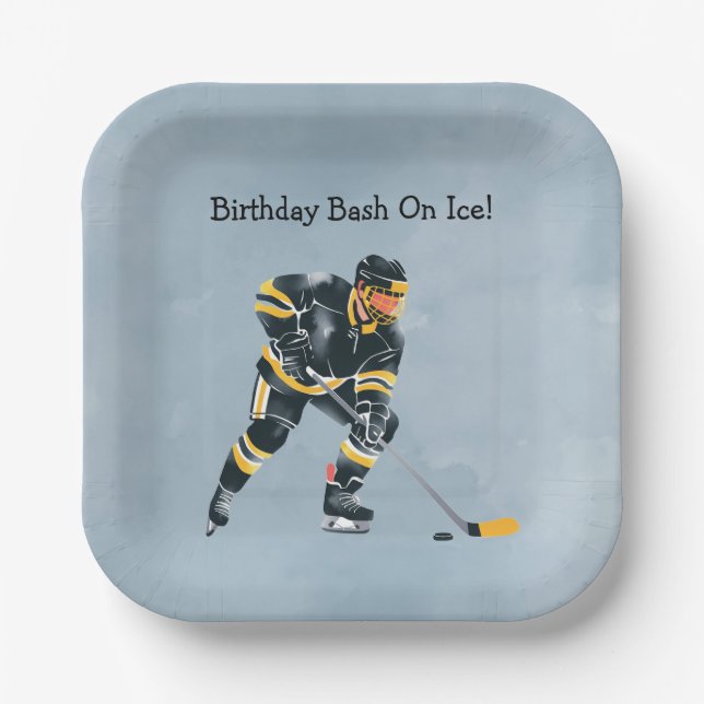 Birthday Bash On Ice Paper Plate (Front)