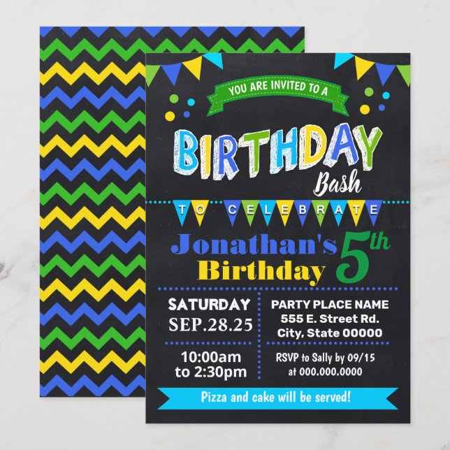 Birthday bash party invitation (Front/Back)