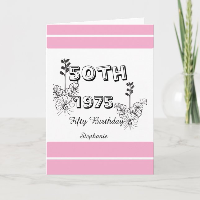 Birthday Bash Personalized 50th milestone birthday Card (Front)