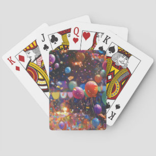 Birthday Bash Playing Cards with Balloon Design