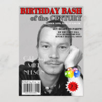 Birthday Bash Red Grey Magazine Cover Any Age