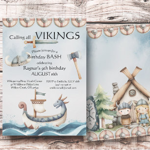 Birthday Bash Viking Themed Kids Birthday Invitation