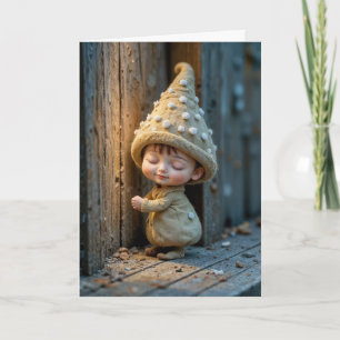 Birthday Bashful Munchkin Standing By a Door Card