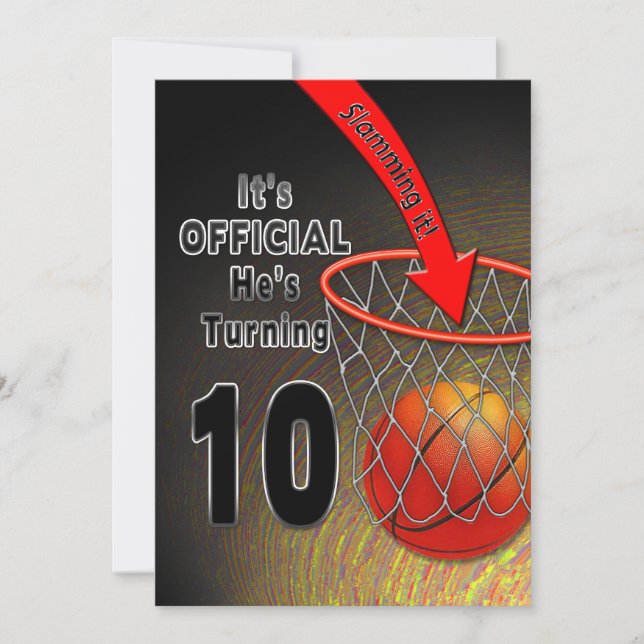 BIRTHDAY - BASKETBALL - 10TH INVITATION (Front)