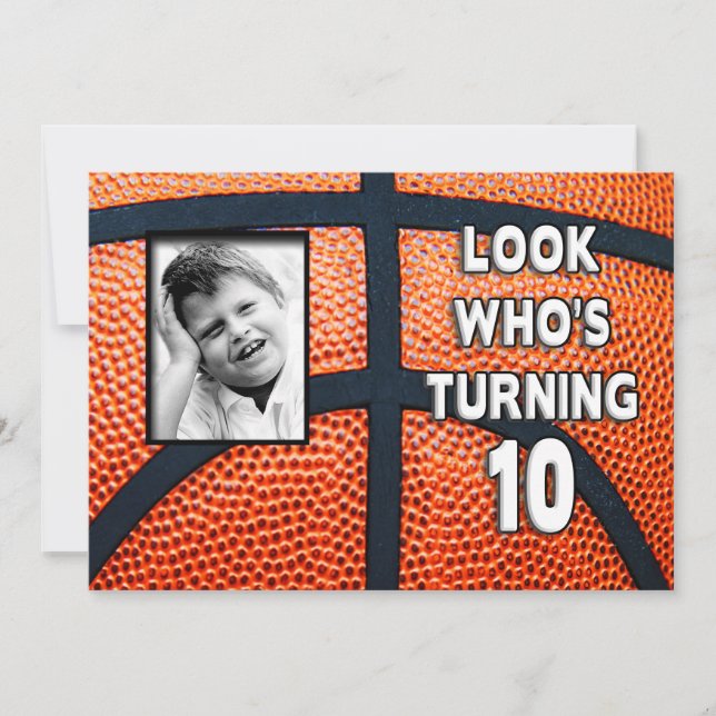 BIRTHDAY - BASKETBALL - 10TH INVITATION/PHOTO INVITATION (Front)