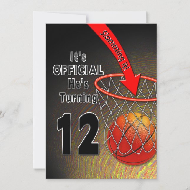 BIRTHDAY - BASKETBALL - 12TH INVITATION (Front)