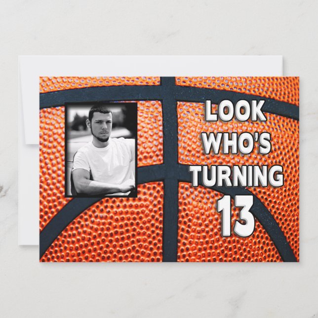 BIRTHDAY - BASKETBALL - 13TH INVITATION/PHOTO INVITATION (Front)