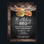 Birthday BBQ 30th Birthday Invitation<br><div class="desc">Birthday BBQ Invitations. Easy to personalise. All text is adjustable and easy to change for your own party needs. String lights rustic background elements. Fun Chalkboard swirls and flourishes. Watercolor hamburger and hotdog graphics. Invitations for him. Bar or backyard BBQ birthday design. Any age,  just change the text.</div>