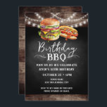 Birthday BBQ 30th Birthday Invitation<br><div class="desc">Birthday BBQ Invitations. Easy to personalise. All text is adjustable and easy to change for your own party needs. String lights rustic background elements. Fun Chalkboard swirls and flourishes. Watercolor hamburger and hotdog graphics. Invitations for him. Bar or backyard BBQ birthday design. Any age,  just change the text.</div>