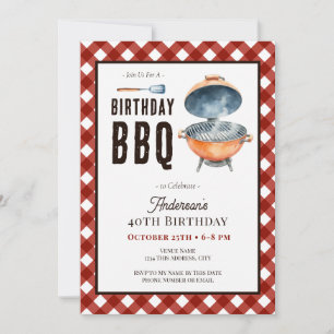 Birthday BBQ 40th Adult Party Invitation