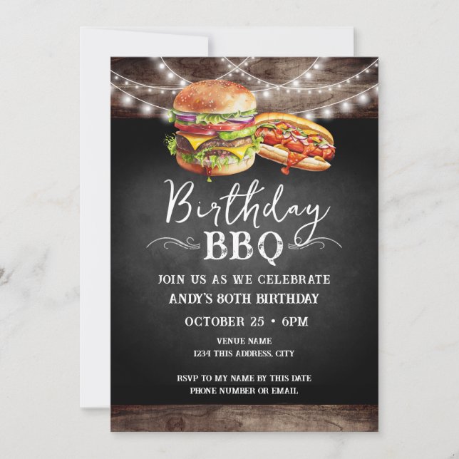 Birthday BBQ 80th Birthday Invitation (Front)