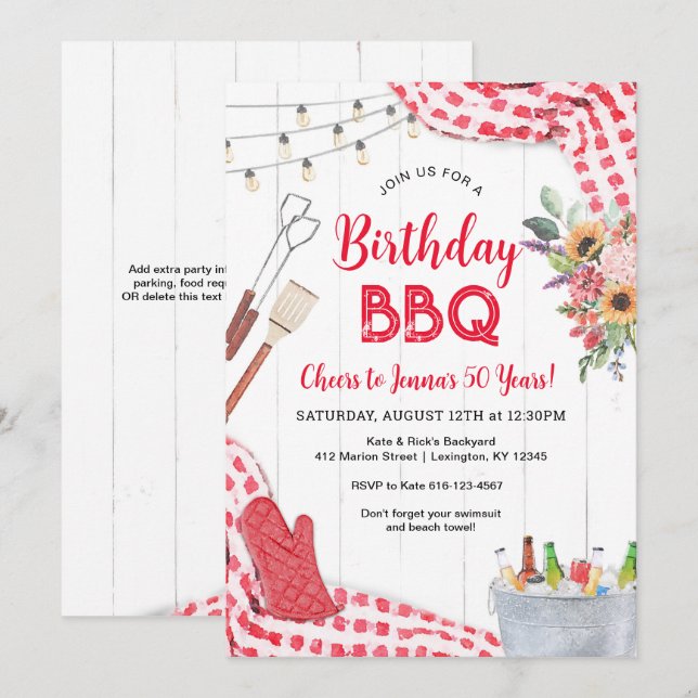Birthday BBQ Invitation (Front/Back)