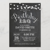 Birthday BBQ Invitation 13th Birthday Chalkboard