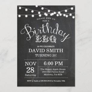 Birthday BBQ Invitation 20th Birthday Chalkboard