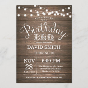 Birthday BBQ Invitation Rustic 70th Birthday