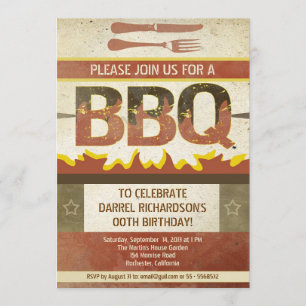 Birthday bbq vintage design invitations