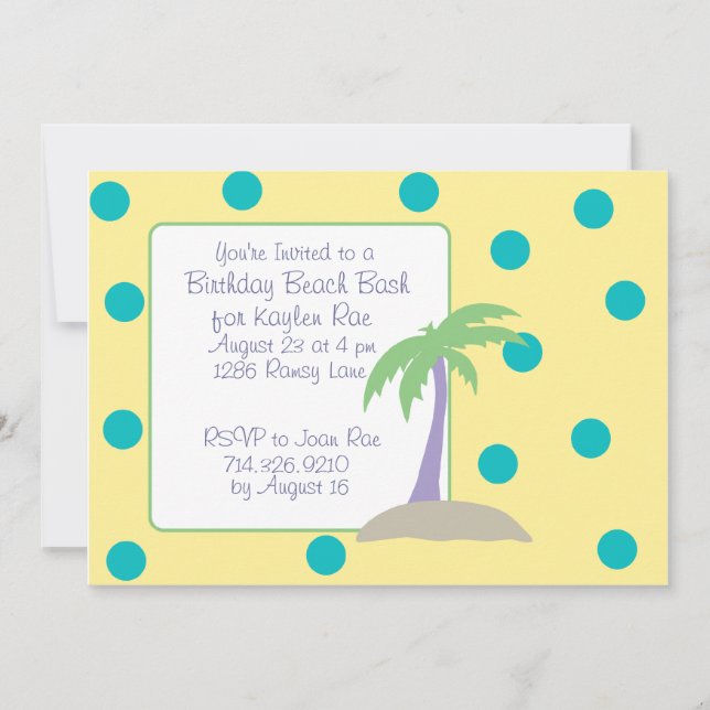Birthday Beach Bash Invitations (Front)