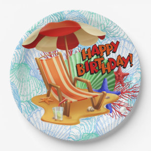 Birthday Beach Bash  Paper Plate
