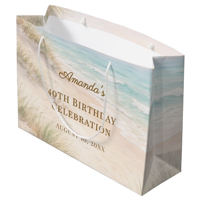 Birthday beach coastal large gift bag (Back Angled)