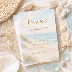 Birthday beach coastal summer thank you card