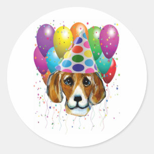 BIRTHDAY BEAGLE CLASSIC ROUND STICKER