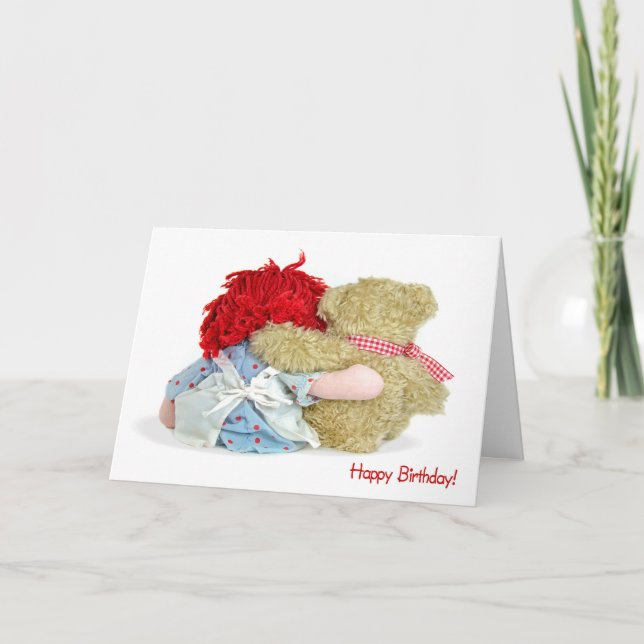 Birthday Bear and Doll Card (Front)