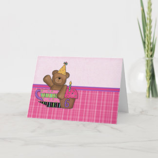 Birthday Bear Customisable Card age 6