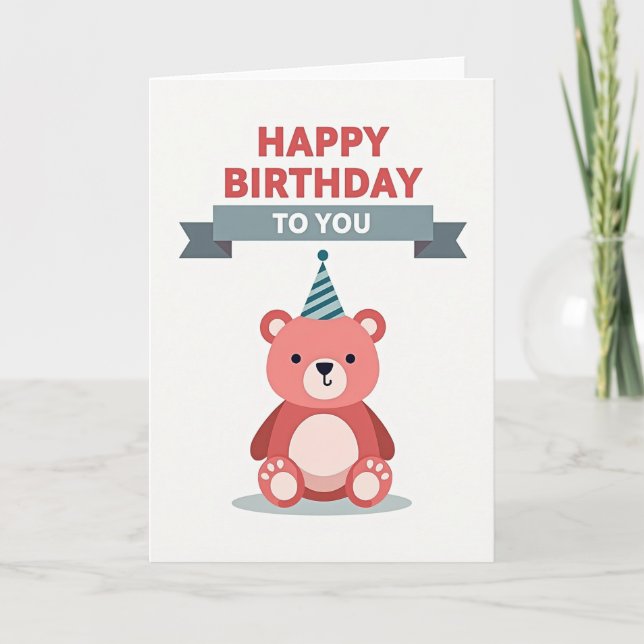 Birthday Bear Illustration Card (Front)
