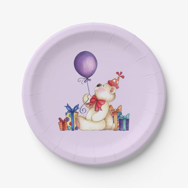 Birthday Bear Paper Plate (Front)
