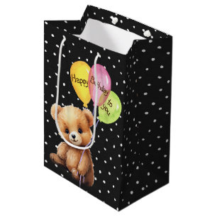 Birthday Bear With Party Balloons Medium Gift Bag