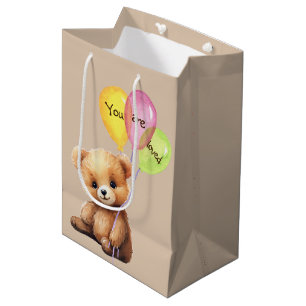 Birthday Bear With Party Balloons Medium Gift Bag