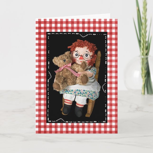 Birthday Bear with Rag Doll Card (Front)