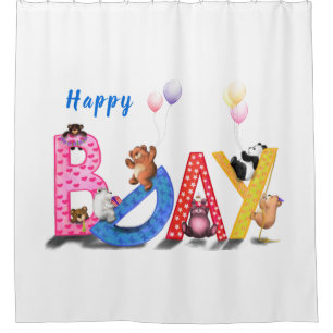 Birthday Bears Shower Curtain