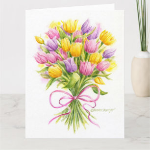 Birthday Beautiful Tulip Bouquet Big Greeting Card