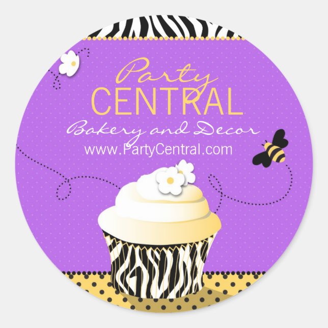 Birthday Bee Business Sticker Purple (Front)