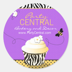 Birthday Bee Business Sticker Purple