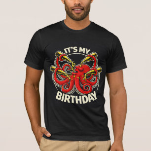 Birthday Beer Chugging Octopus T-Shirt