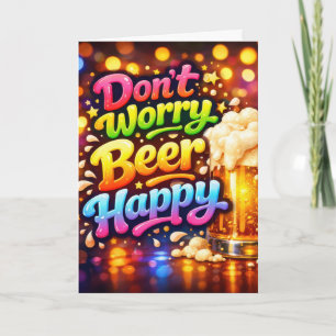 Birthday Beer Mug With Neon Fun Text Card
