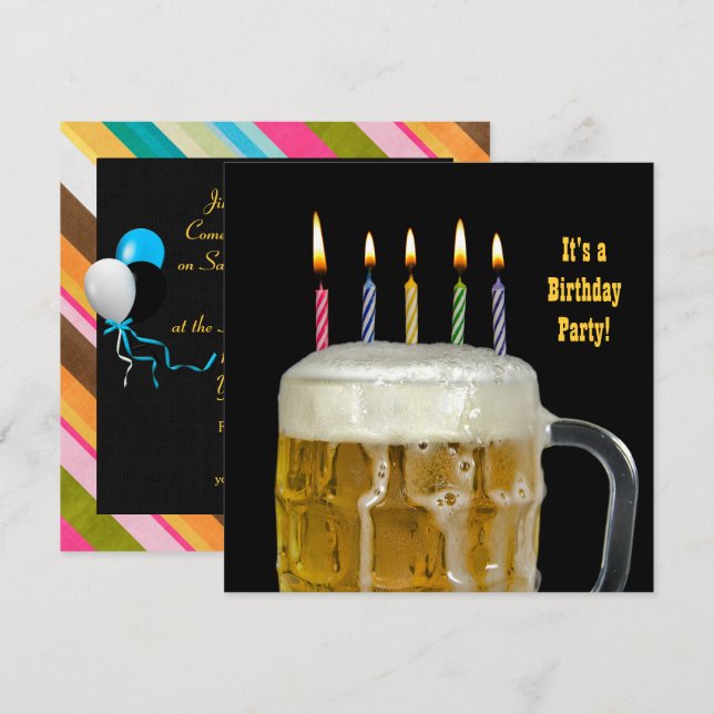 Birthday Beer Party Invitation (Front/Back)