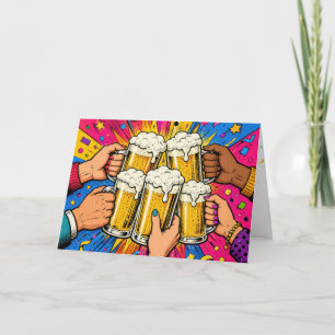 Birthday Beer Toast Pop Art Card