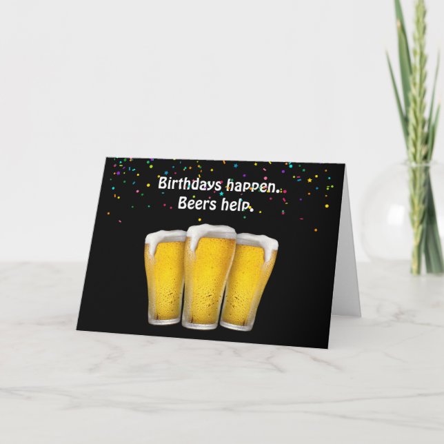 Birthday Beers and Confetti Card (Front)