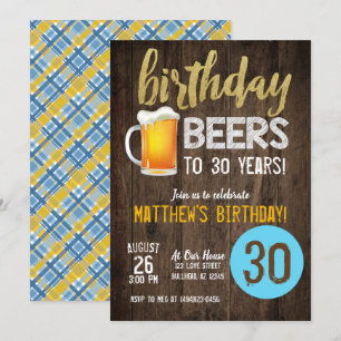 Birthday Beers mens birthday invitation