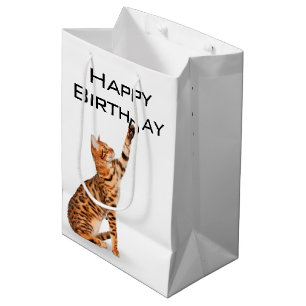 Birthday Bengal Cat Medium Gift Bag