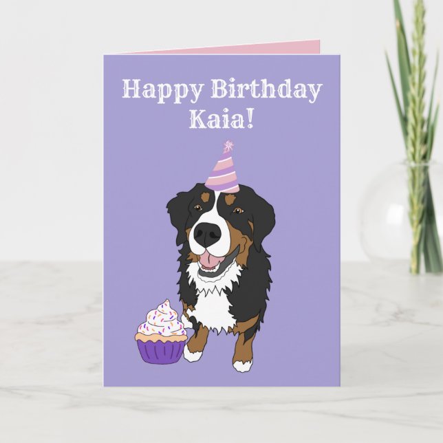 Birthday Bernese Mountain Dog  Card (Front)