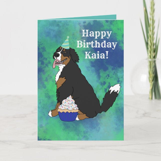 Birthday Bernese Mountain Dog  Thank You Card (Front)