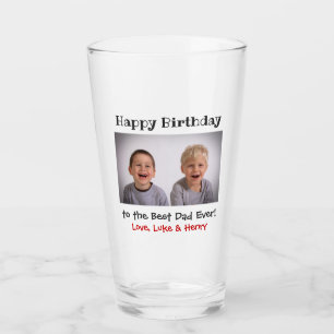 Birthday Best Dad Ever Kids Photo Beer Pint Glass